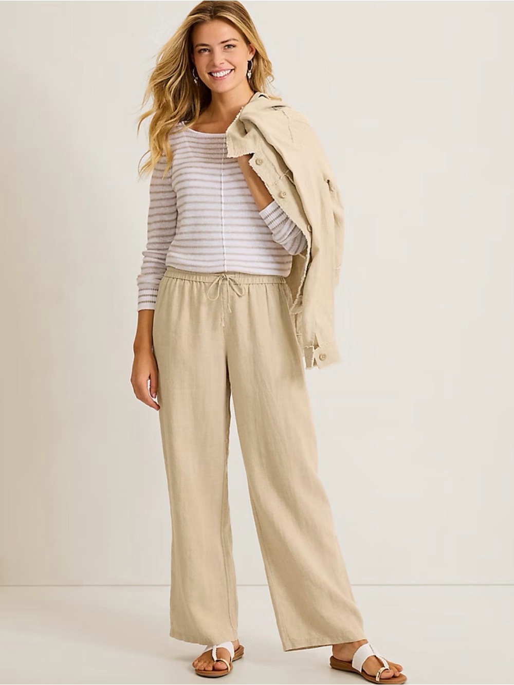 Tommy Bahama Two Palm Drawstring Linen-Blend Pants in Natural XS/TP